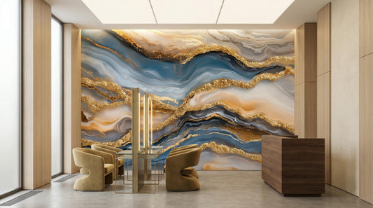 Luxury Liquid Abstract Alcohol Marble Wallpaper – peel and stick wallpaper mural, Golden Era Walls