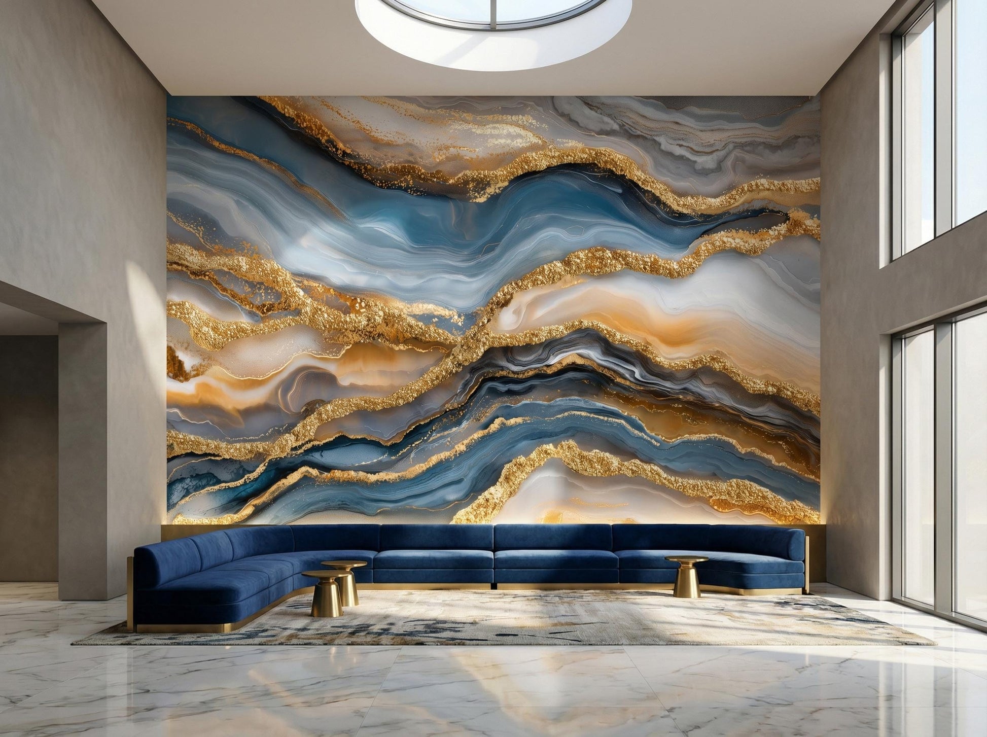 Luxury Liquid Abstract Alcohol Marble Wallpaper – scale reference, Golden Era Walls