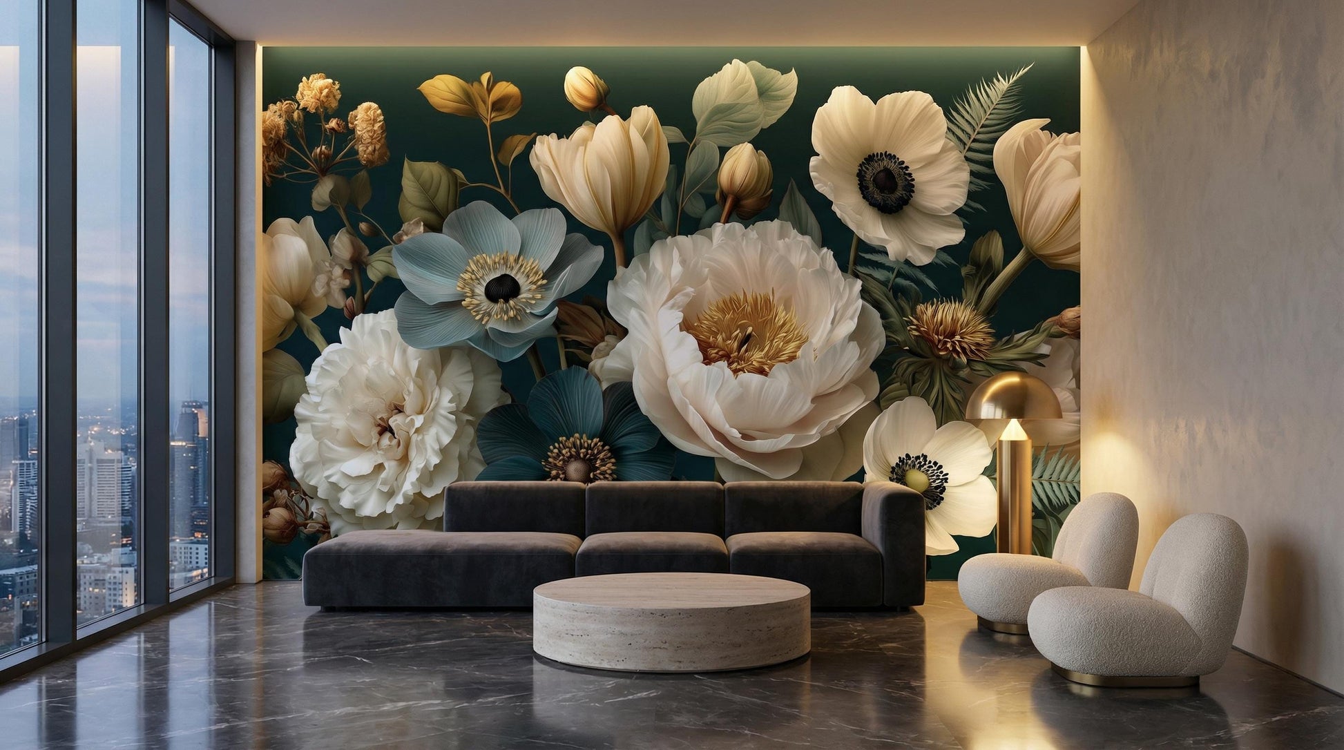 Vintage Dutch Masters Moody Floral Wallpaper – scale reference, Golden Era Walls