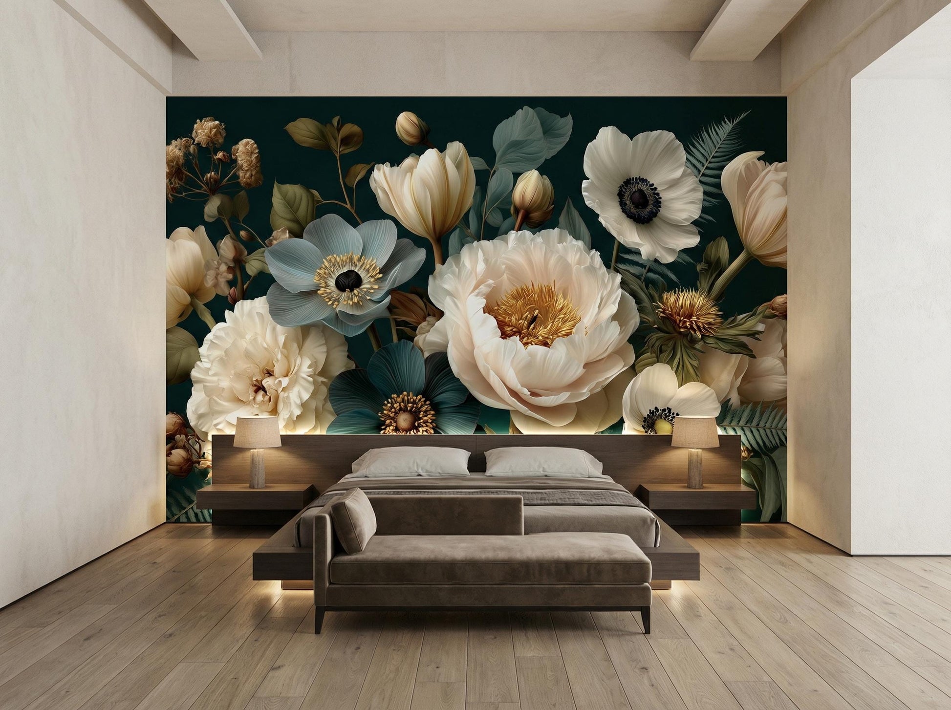 Vintage Dutch Masters Moody Floral Wallpaper – alternate view, Golden Era Walls