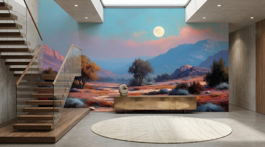 Southwestern Desert Moonlit Mountain Wallpaper – detail view, Golden Era Walls