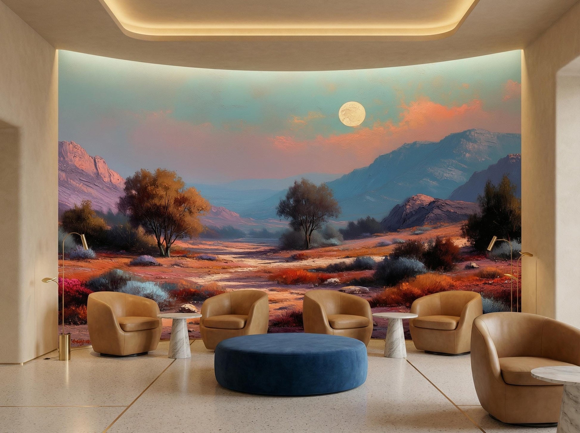 Southwestern Desert Moonlit Mountain Wallpaper – scale reference, Golden Era Walls