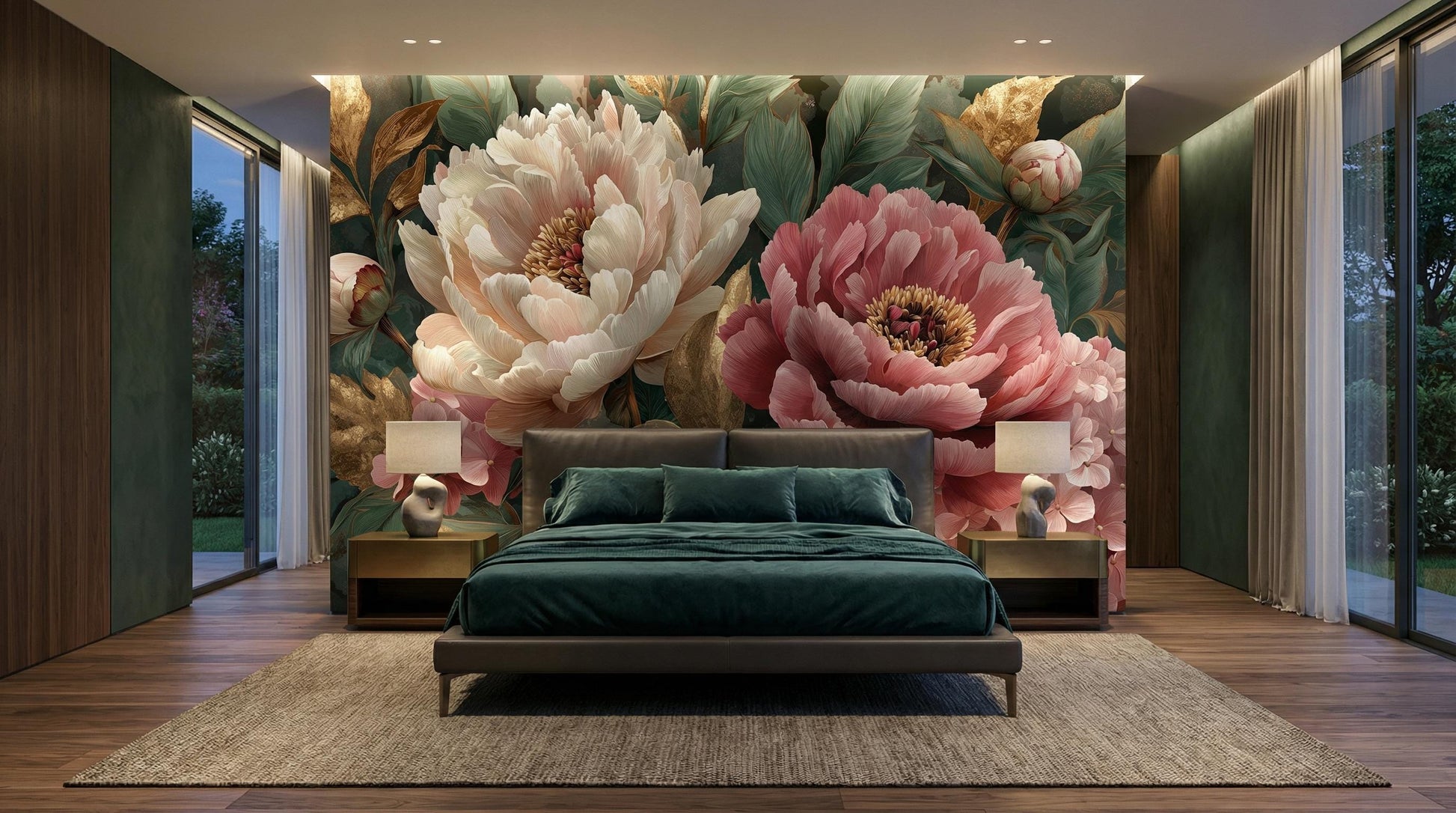 Luxury Floral Art Deep Floral Wallpaper – detail view, Golden Era Walls