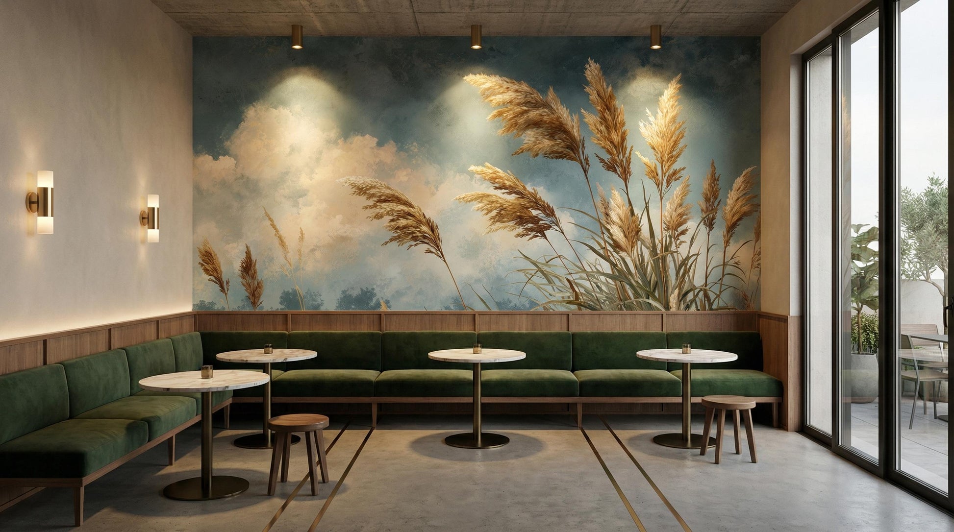 Pampas Grass Wild Meadow Wallpaper – detail view, Golden Era Walls
