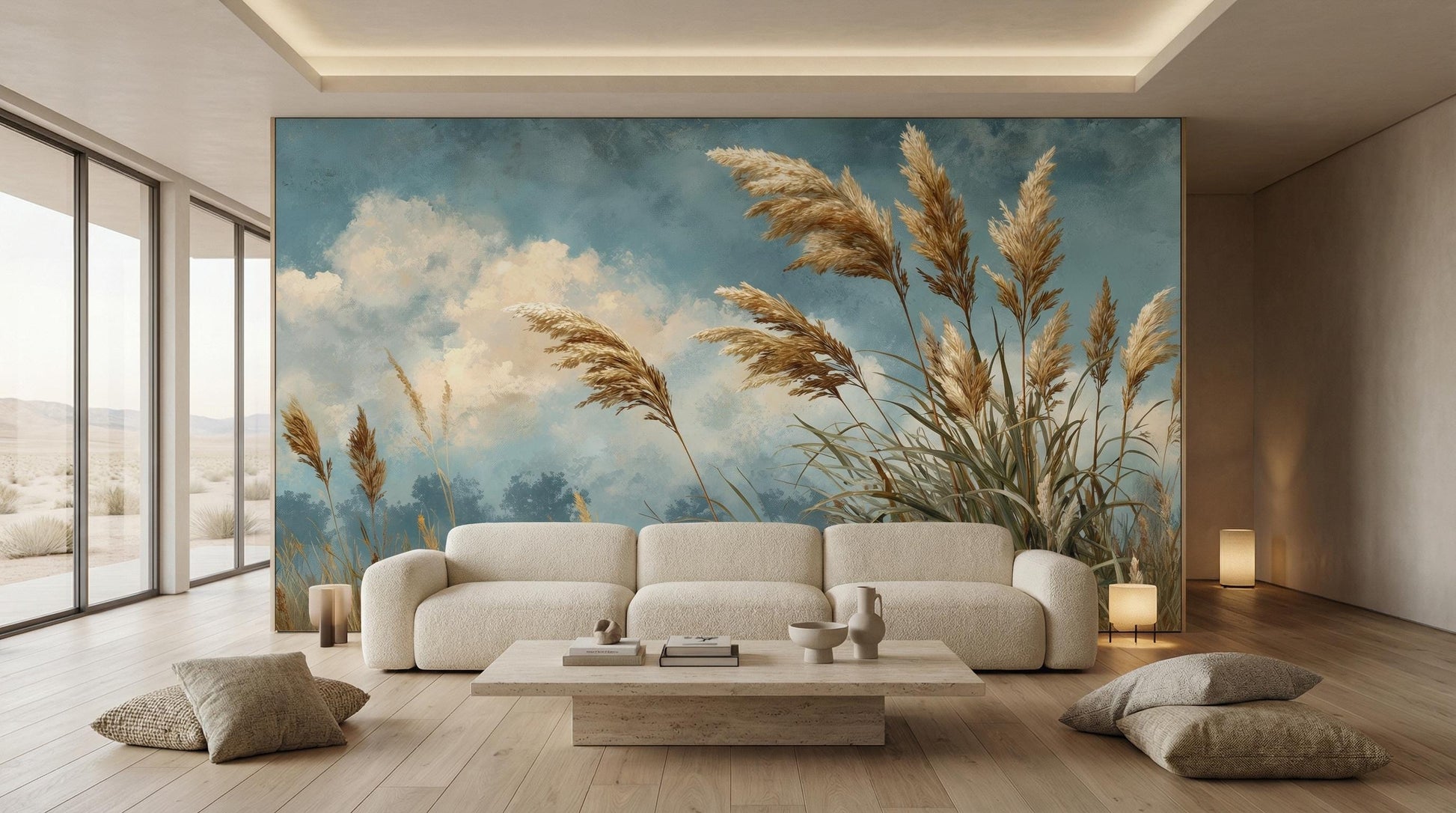 Pampas Grass Wild Meadow Wallpaper – alternate view, Golden Era Walls