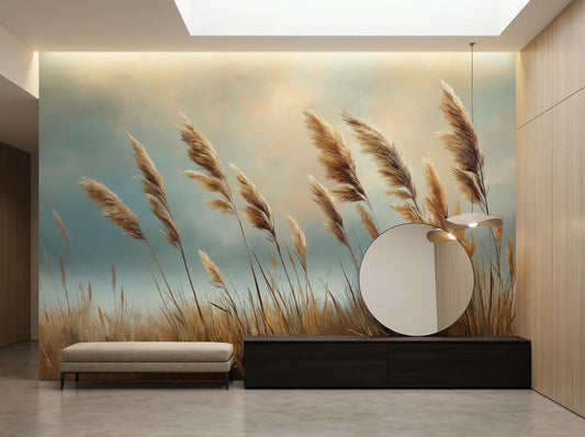 Rustic Meadow Organic Modern Coastal Wallpaper – detail view, Golden Era Walls