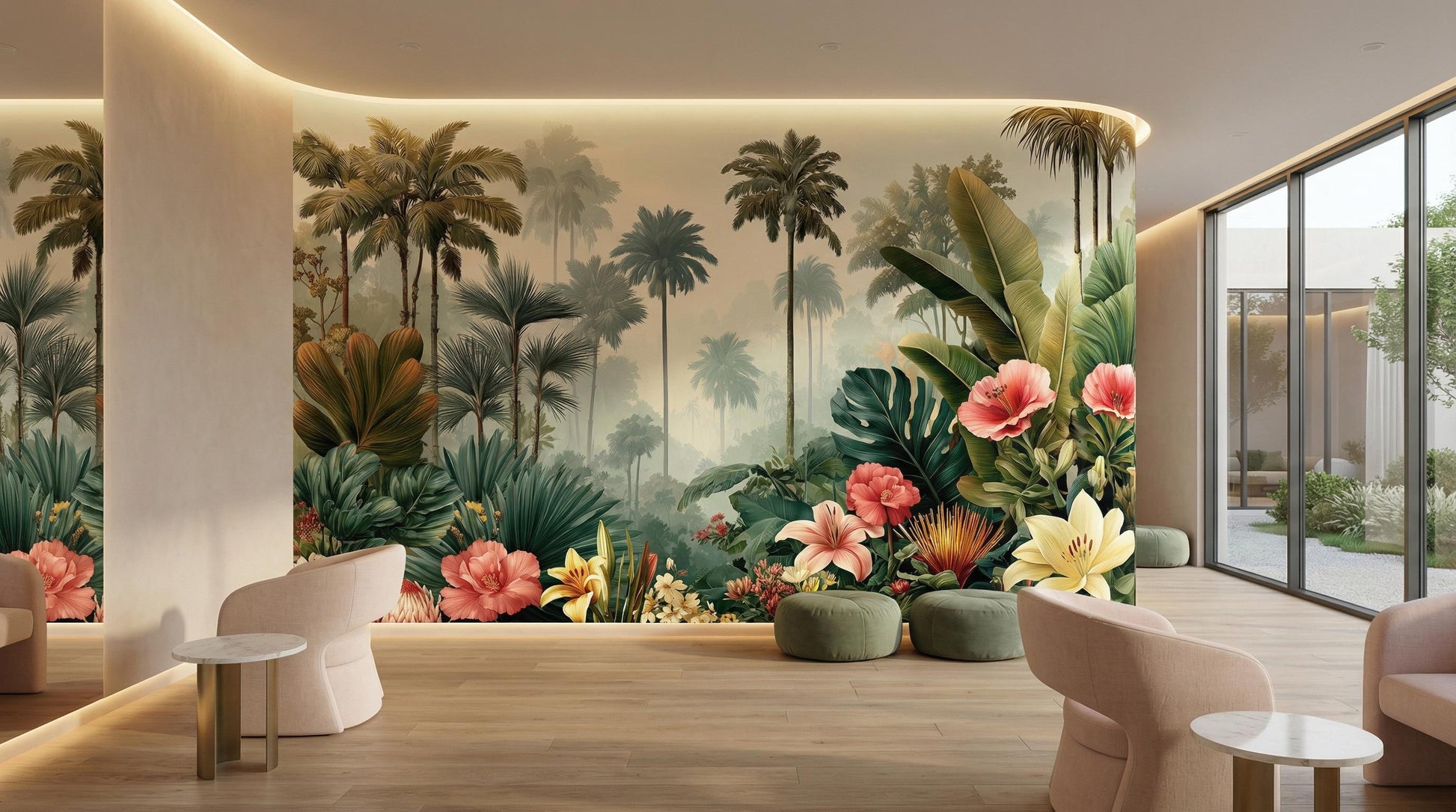 Tropical Rainforest Jungle Decor Floral Wallpaper – alternate view, Golden Era Walls