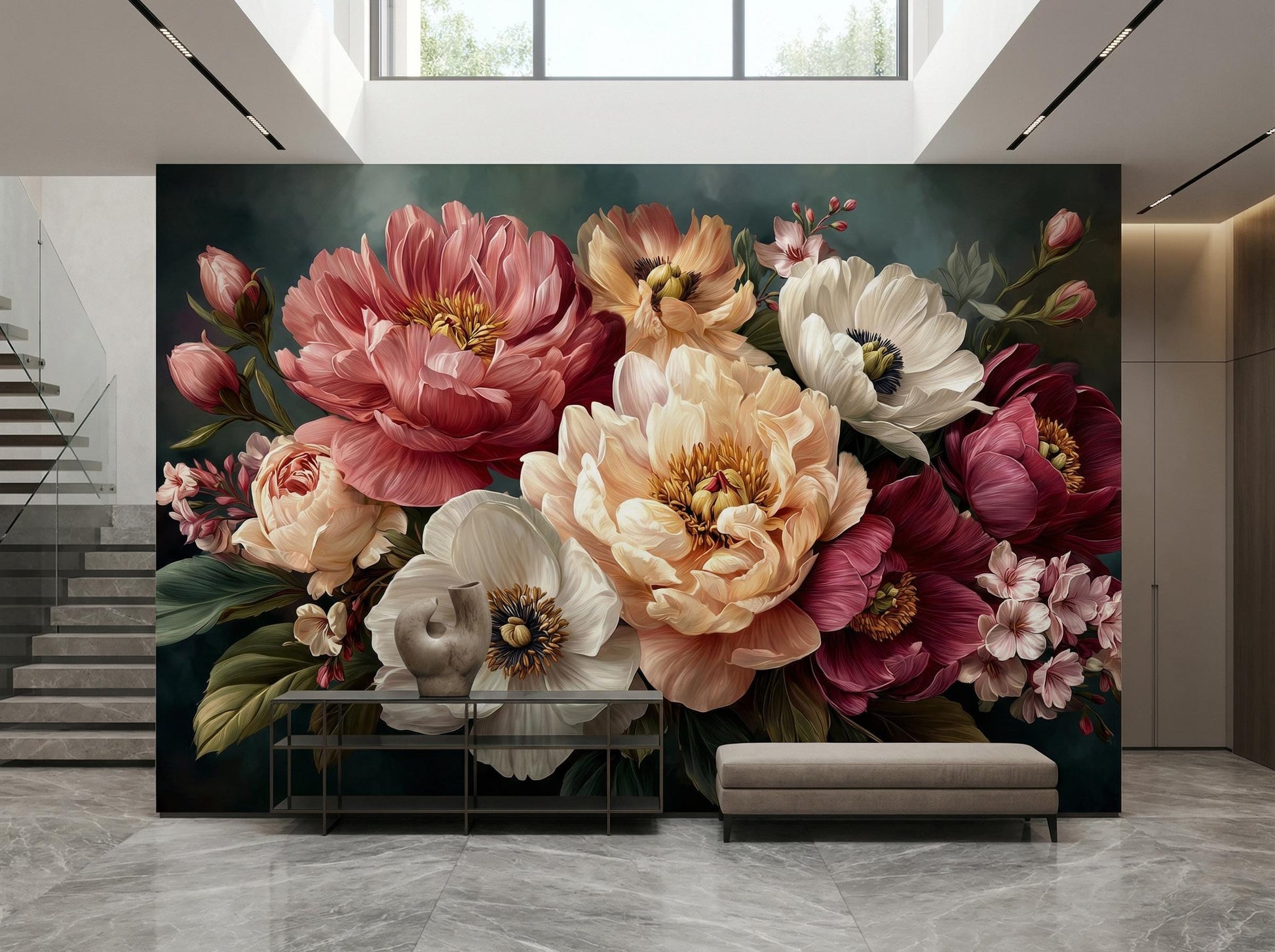 Romantic Botanical Decor Anemone Floral Wallpaper – alternate view, Golden Era Walls