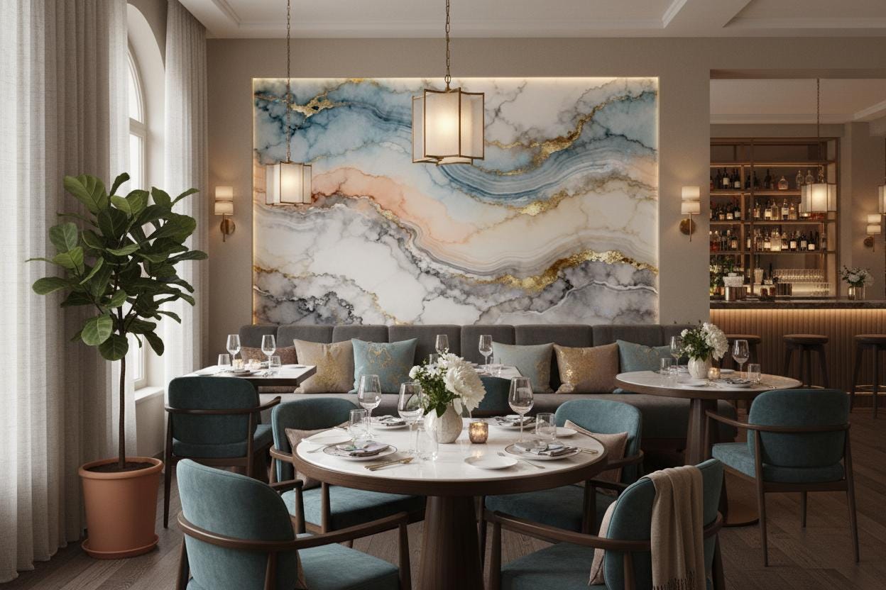 Blue Gold Agate Marble Marble Wallpaper – detail view, Golden Era Walls