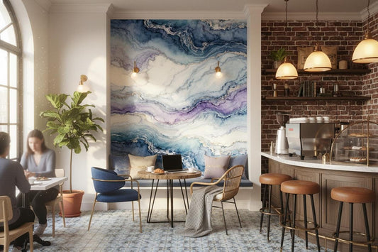 Blue Purple Gold Marble Marble Wallpaper – detail view, Golden Era Walls