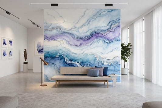 Blue Purple Gold Marble Marble Wallpaper – peel and stick wallpaper mural, Golden Era Walls