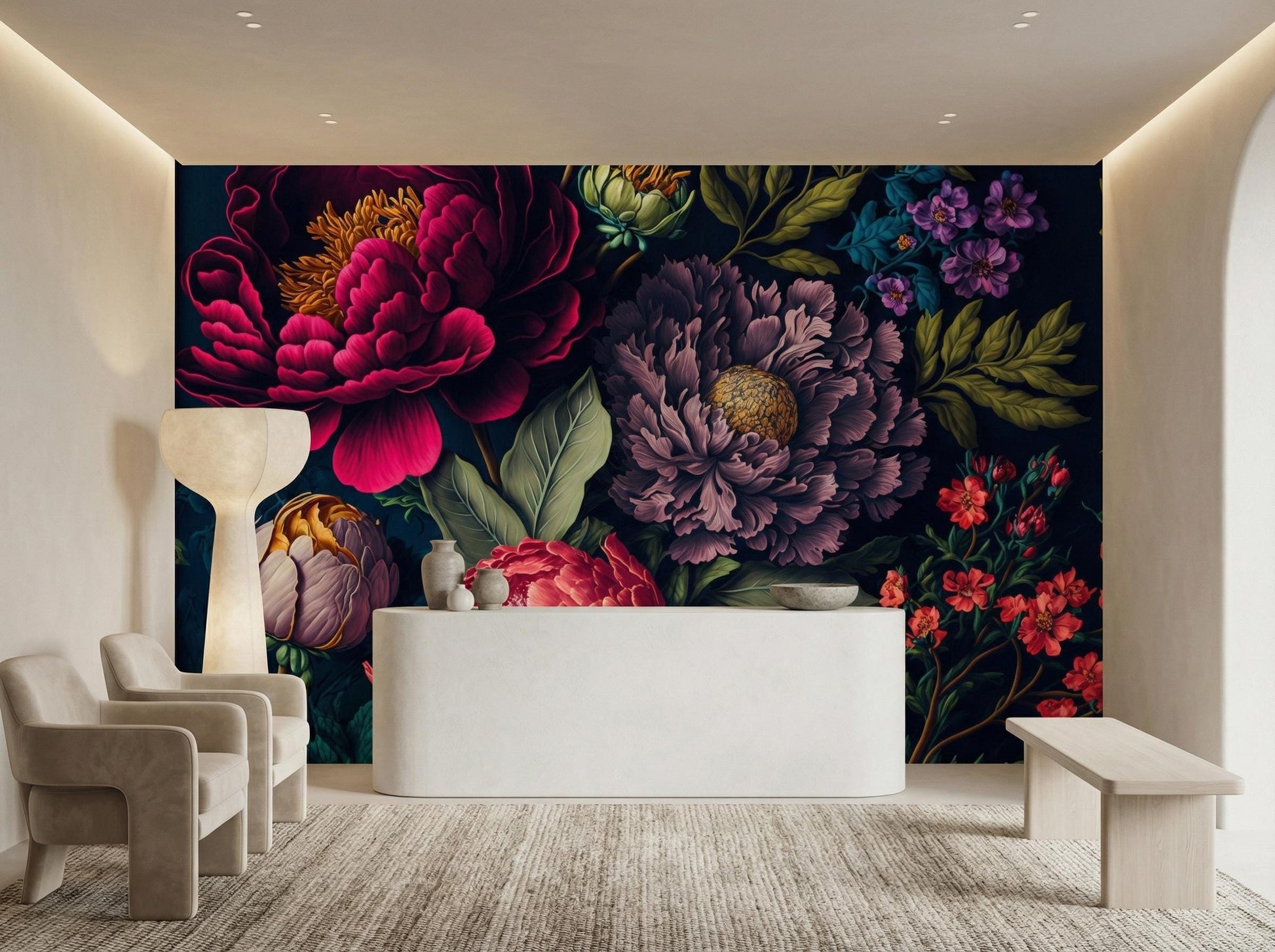 Romantic Flower Peony Bold Floral Wallpaper – detail view, Golden Era Walls