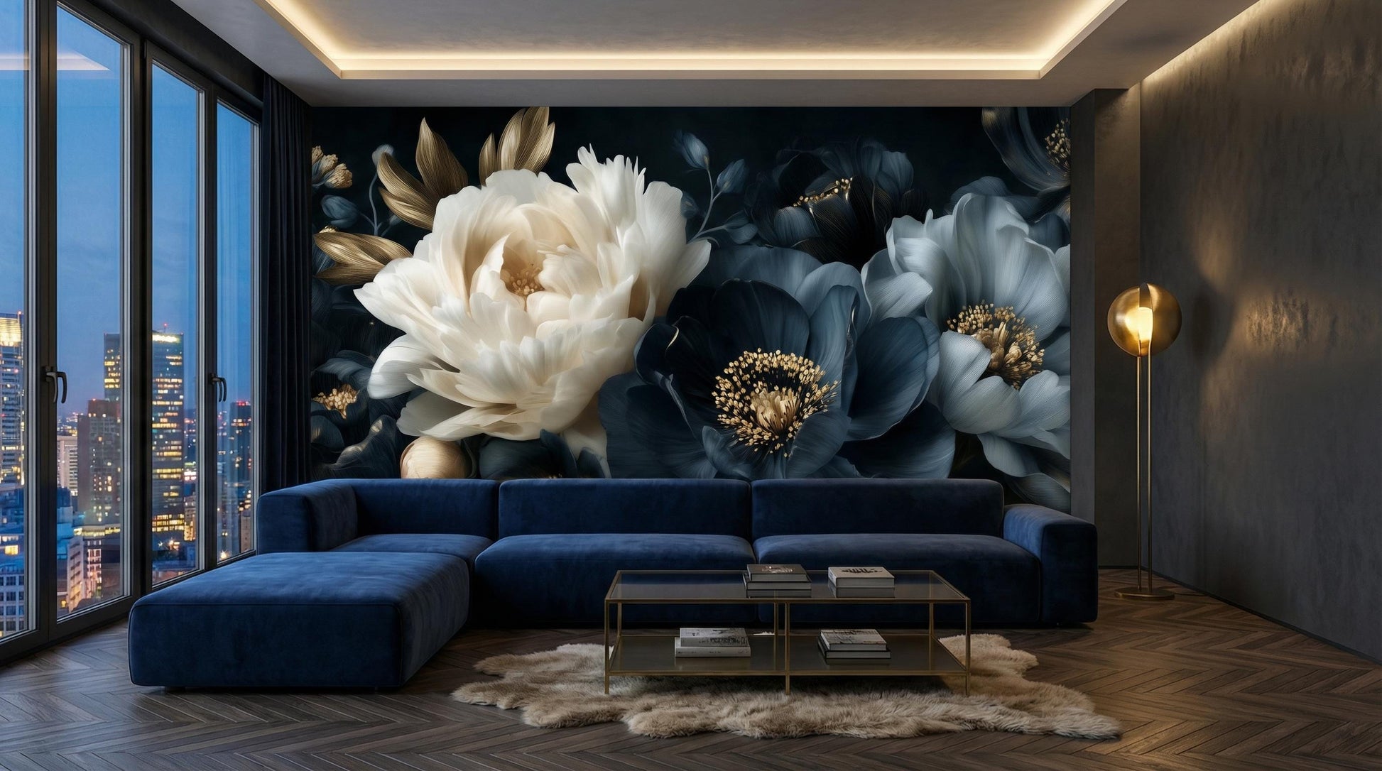 Dark Floral Luxury Moody Floral Wallpaper – alternate view, Golden Era Walls