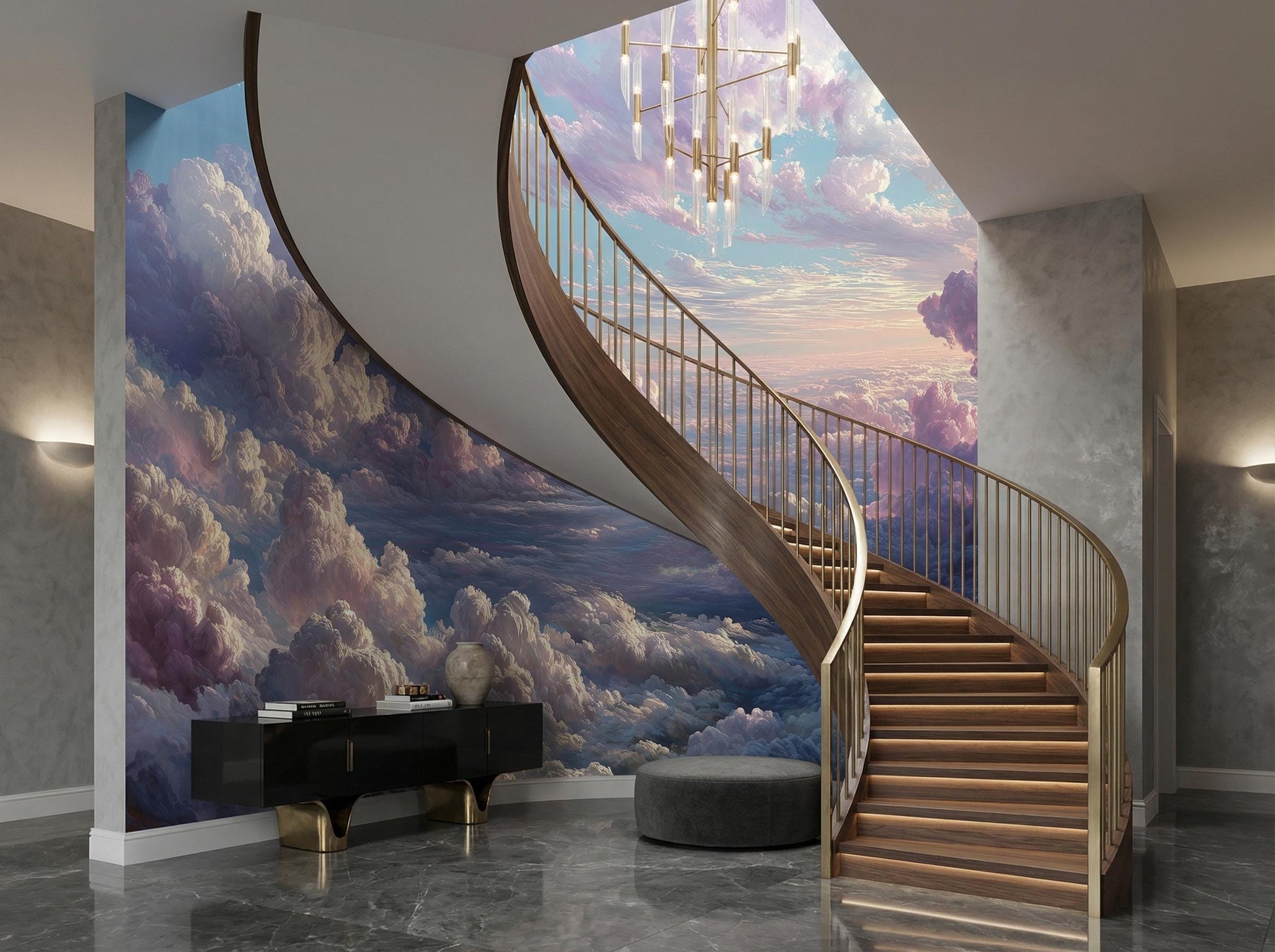 Soft Pink Purple Cloud Wallpaper – scale reference, Golden Era Walls