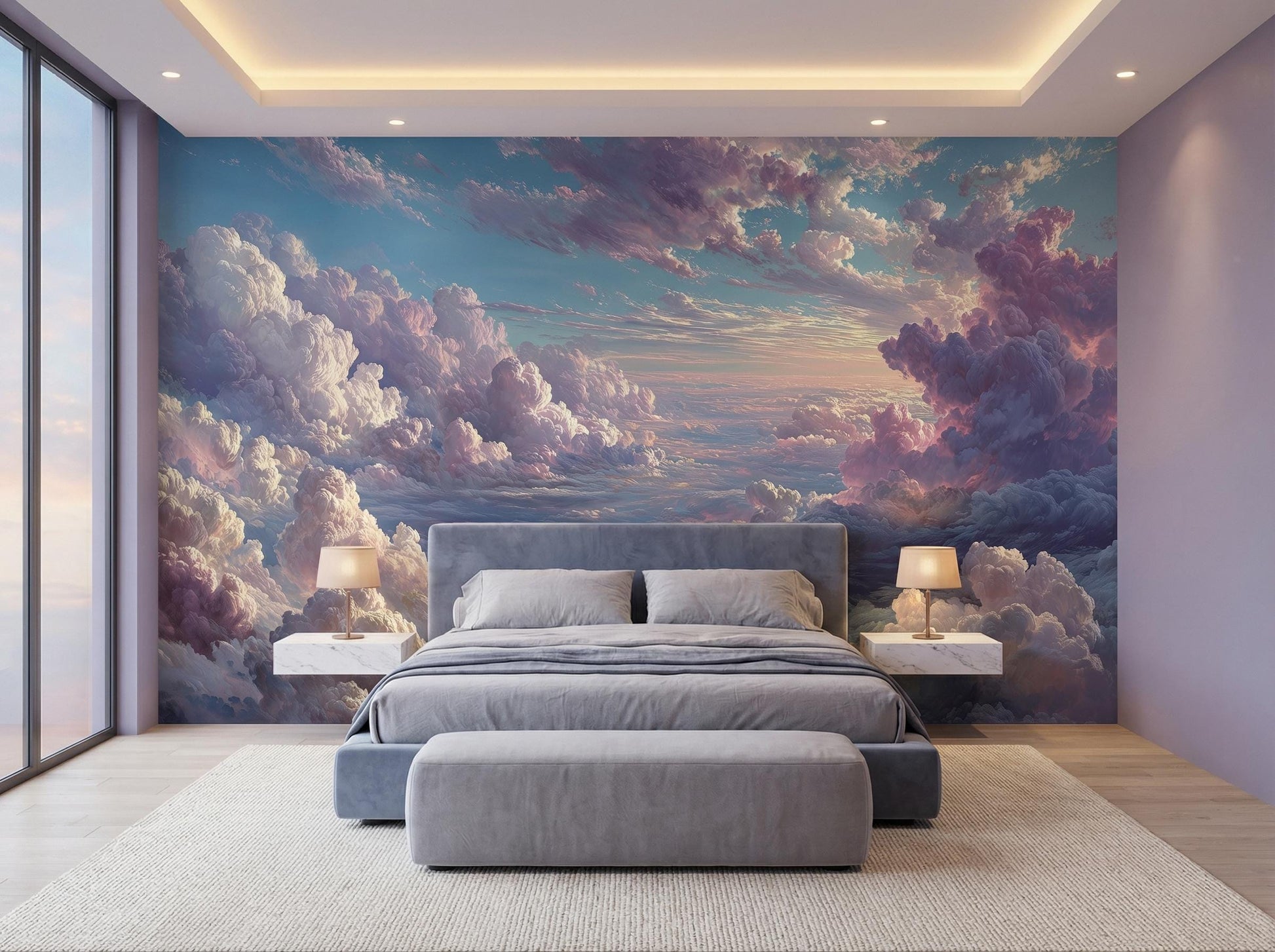 Soft Pink Purple Cloud Wallpaper – peel and stick wallpaper mural, Golden Era Walls