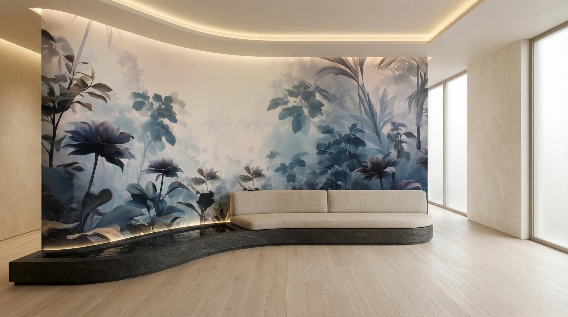 Foggy Rainforest Moody Teal Tropical Wallpaper – alternate view, Golden Era Walls