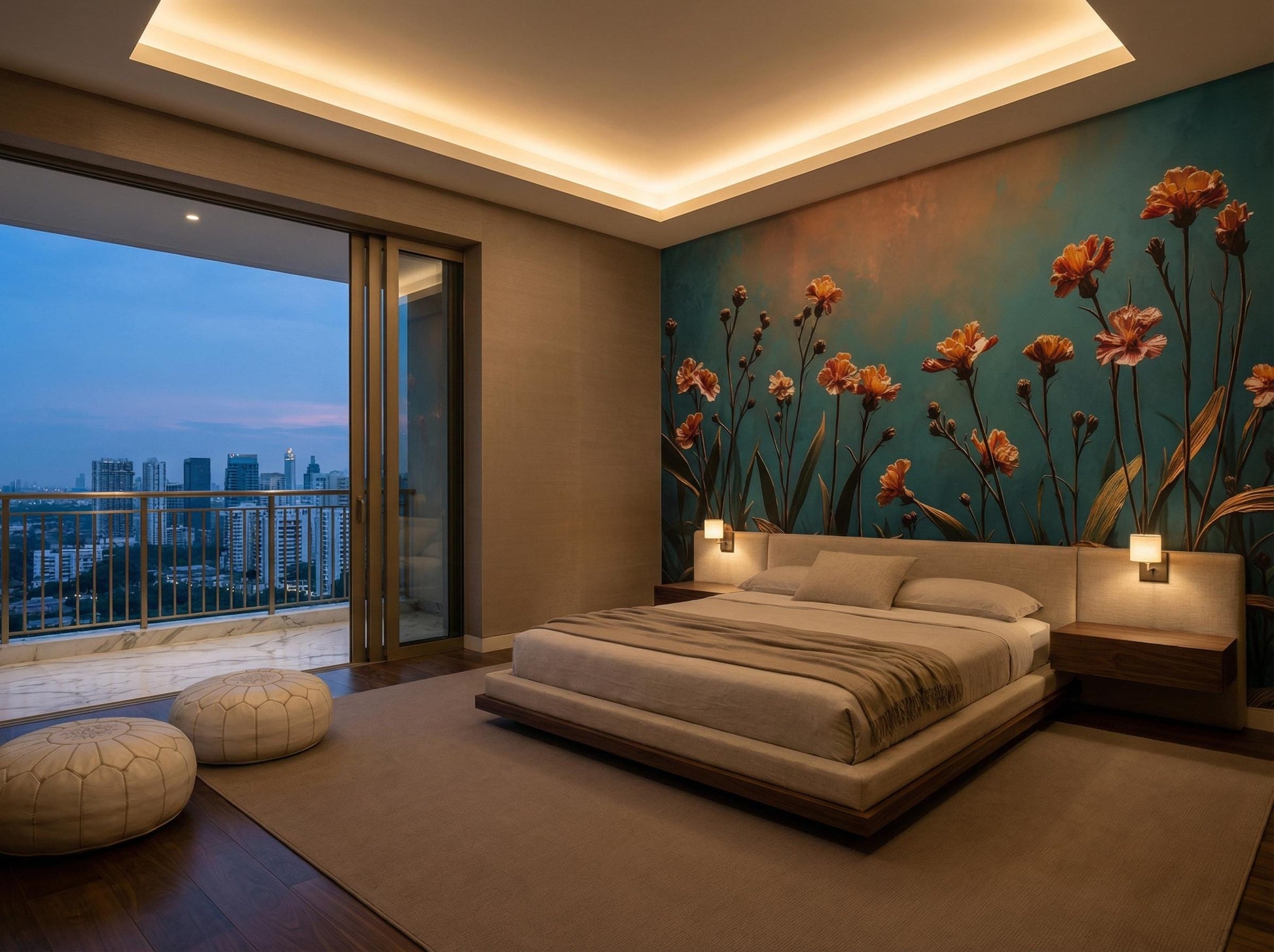 Moody Floral Golden Hour Floral Wallpaper – alternate view, Golden Era Walls