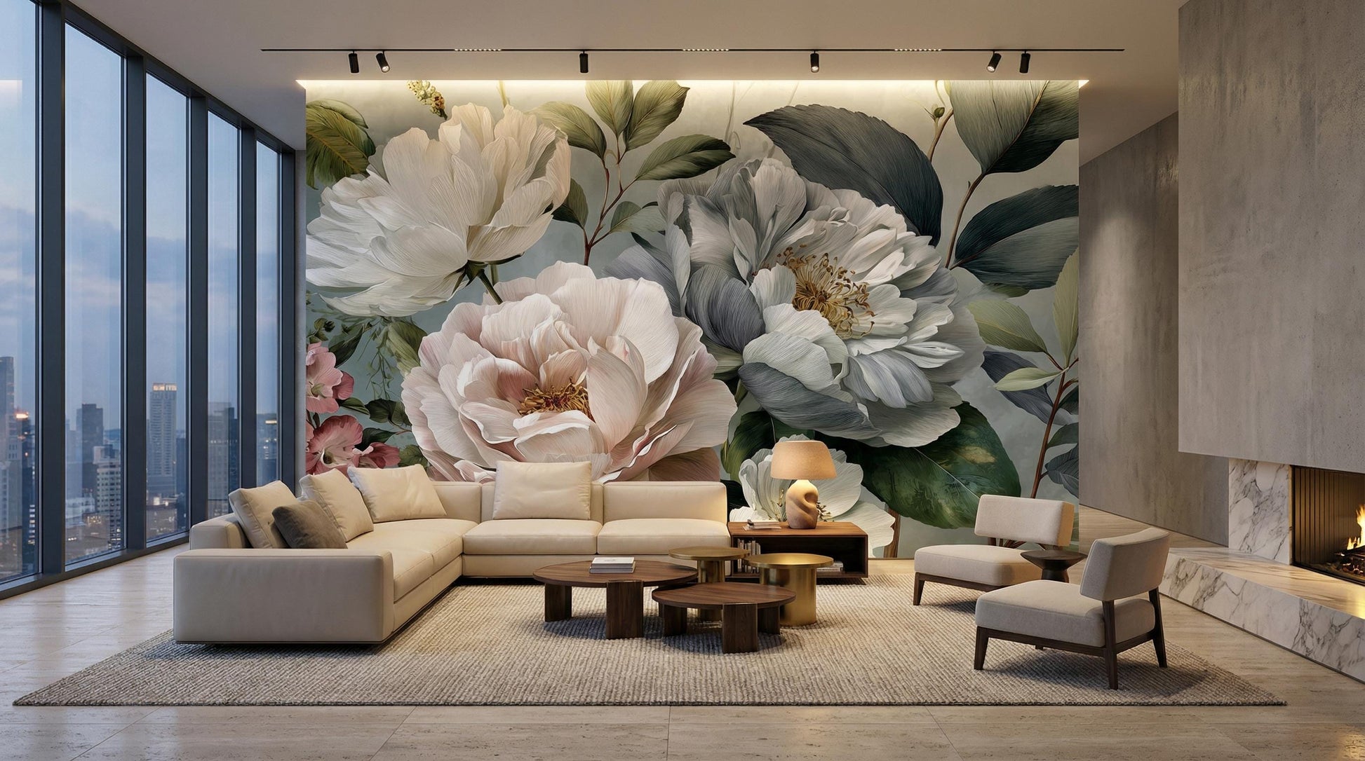 Elegant Chinoiserie Muted Pastel Floral Wallpaper – alternate view, Golden Era Walls