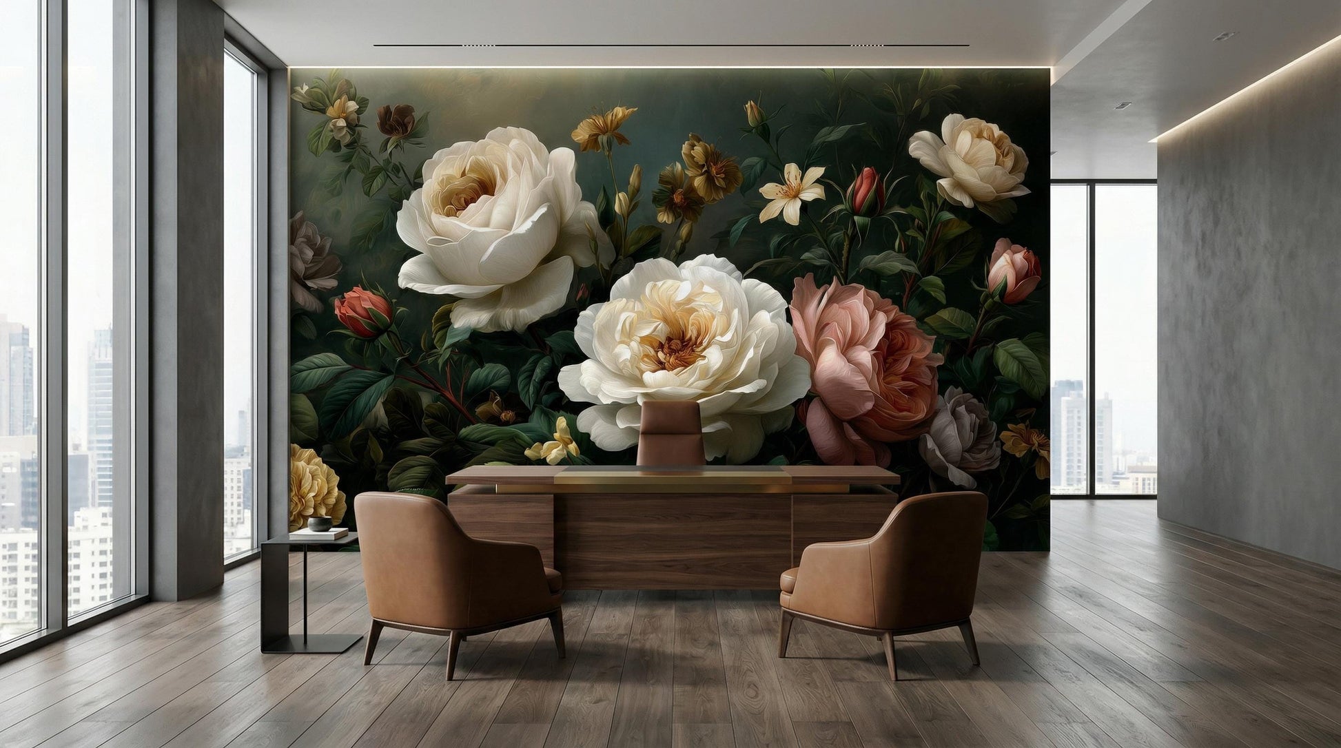 Dark Moody Floral Dutch Floral Wallpaper – alternate view, Golden Era Walls