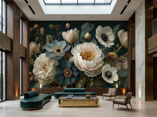 Vintage Dutch Masters Moody Floral Wallpaper – detail view, Golden Era Walls