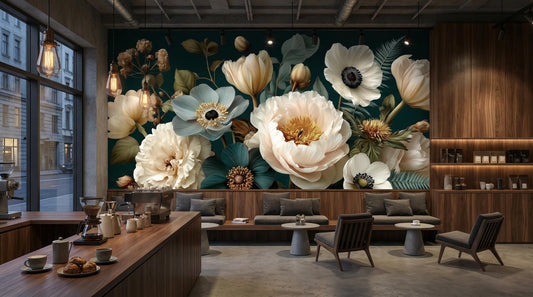 Vintage Dutch Masters Moody Floral Wallpaper – lifestyle view, Golden Era Walls