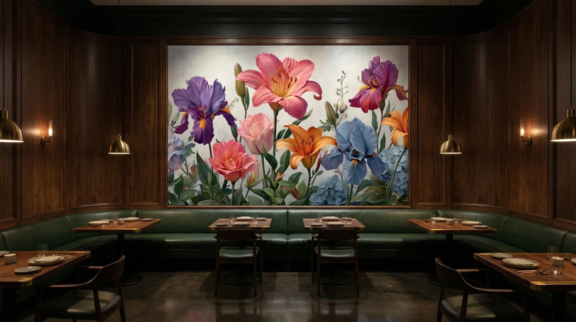 Colorful Wildflower Border Painted Floral Wallpaper – alternate view, Golden Era Walls