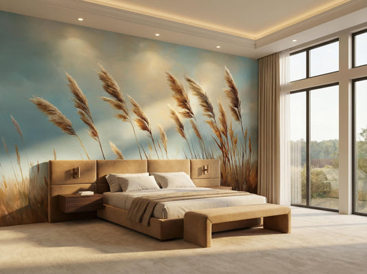 Rustic Meadow Organic Modern Coastal Wallpaper – peel and stick wallpaper mural, Golden Era Walls