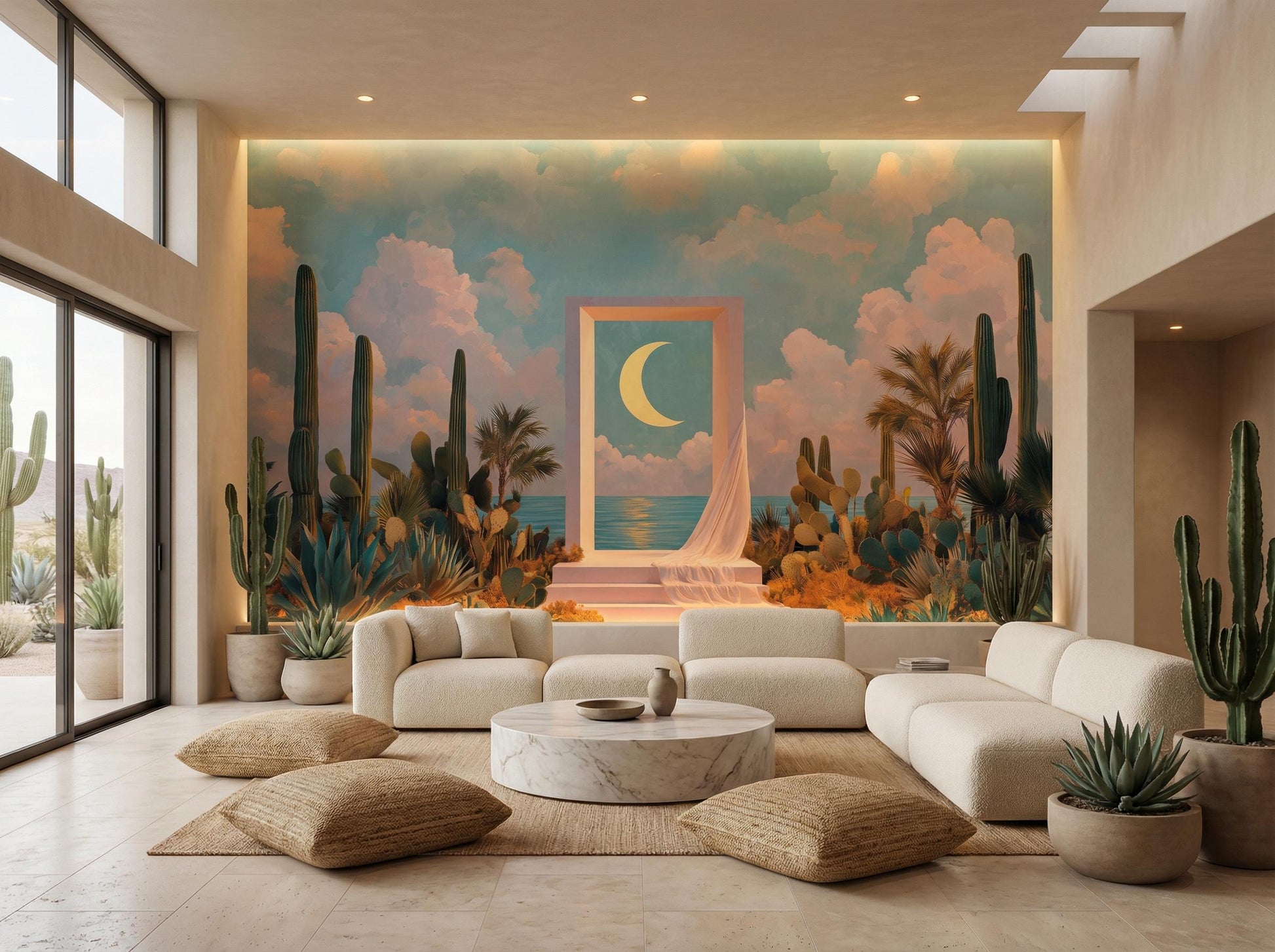 Modern Boho Coastal Pastel Geometric Wallpaper – alternate view, Golden Era Walls
