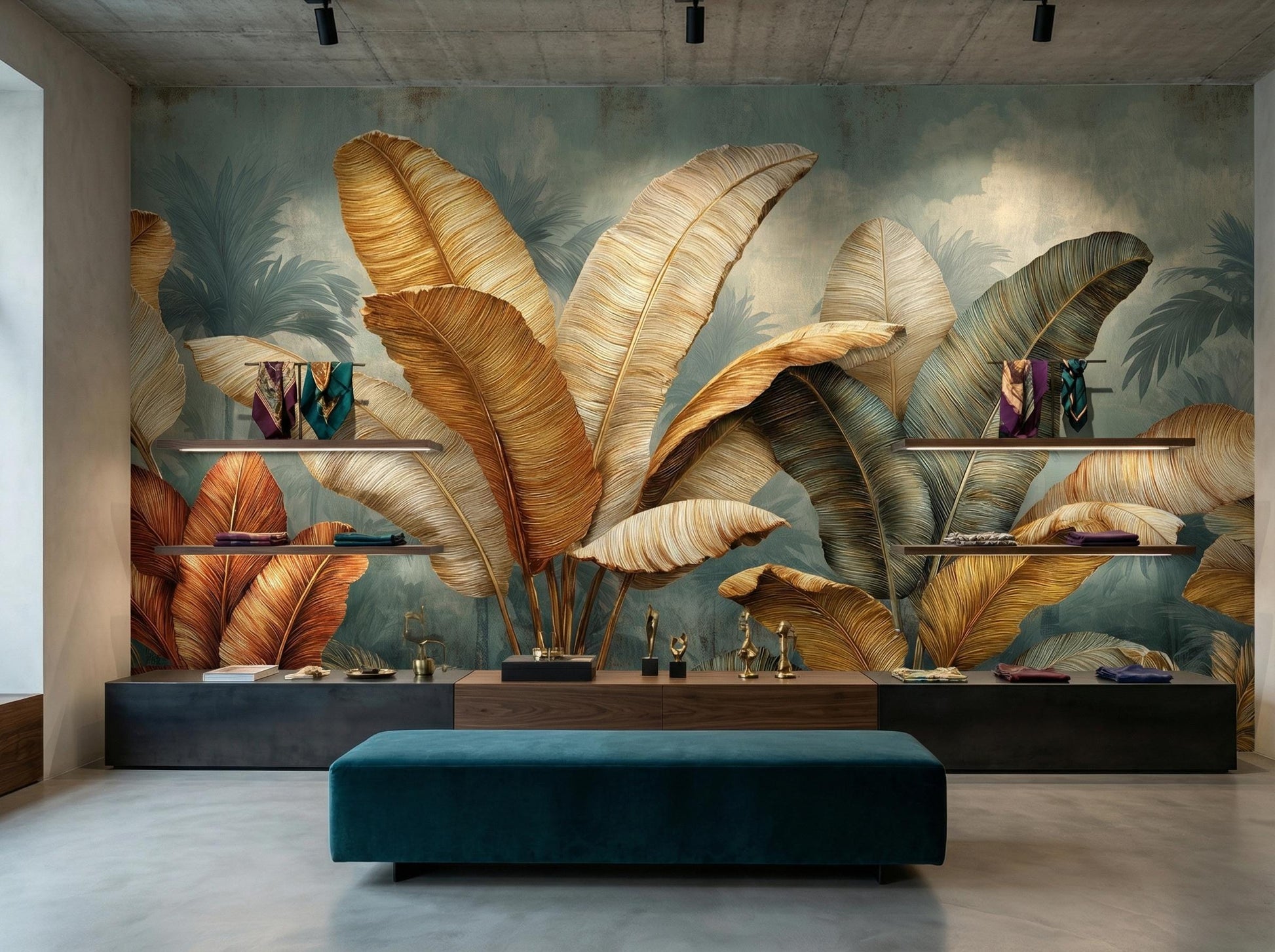 Tropical Banana Leaf Oversized Floral Wallpaper – alternate view, Golden Era Walls