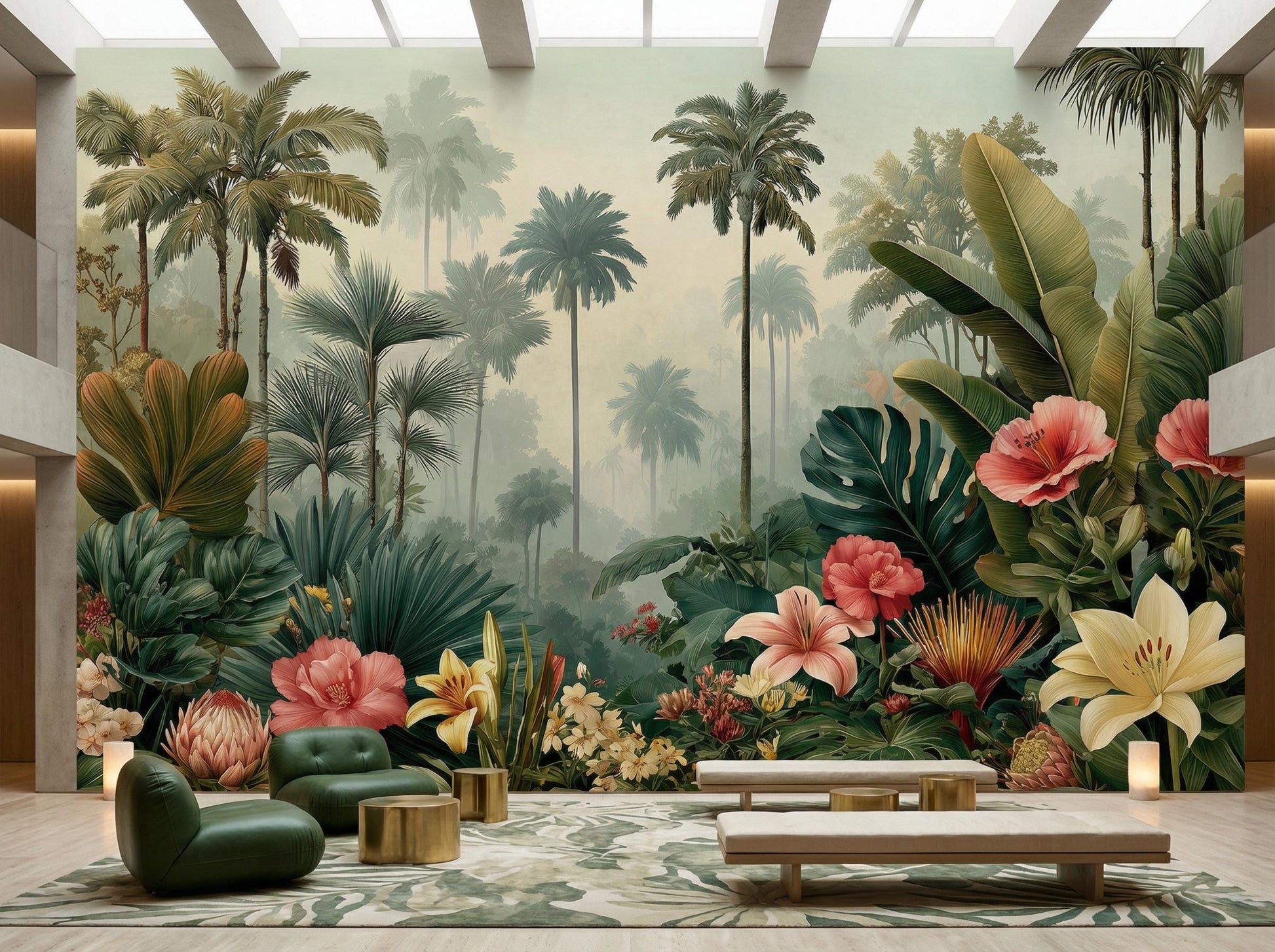 Tropical Rainforest Jungle Decor Floral Wallpaper – peel and stick wallpaper mural, Golden Era Walls