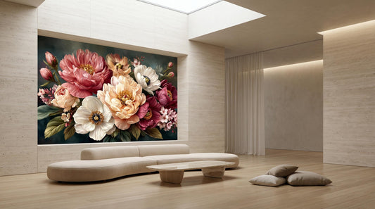 Romantic Botanical Decor Anemone Floral Wallpaper – lifestyle view, Golden Era Walls